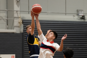 Basketball action at the Whitlam Leisure Centre, Liverpool